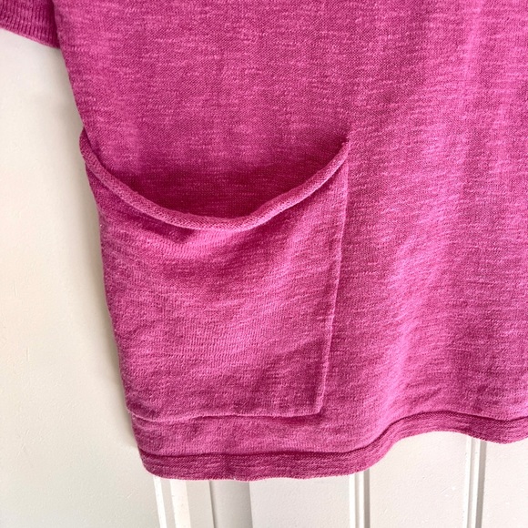 J. Jill Purejill Pink Linen Cotton Blend 3/4 Sleeve Boxy Tee with Pockets Small - Picture 3 of 6